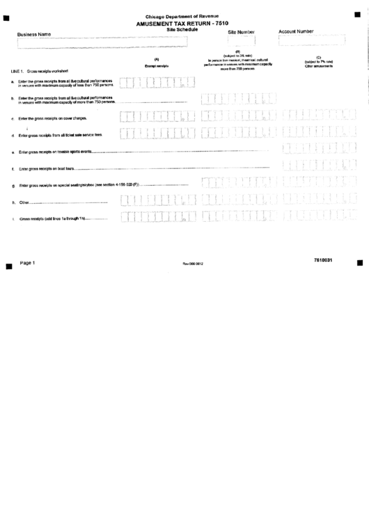 Form 7510 - Amusement Tax Return Form - City Of Chicago Printable pdf