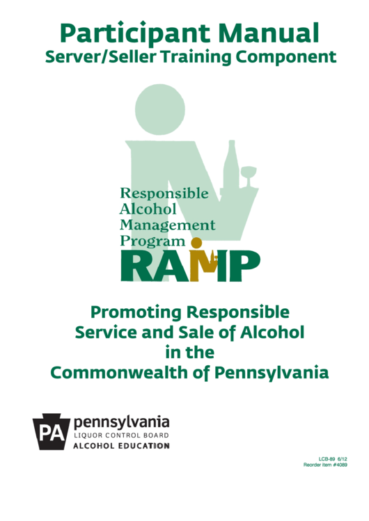 Form Lcb-89 - Participant Manual - Commonwealth Of Pennsylvania Printable pdf