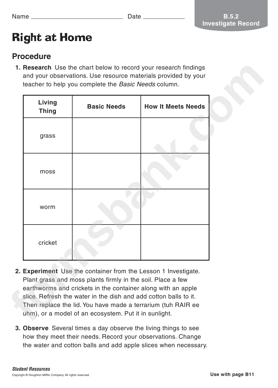 Chemistry Worksheet - Right At Home