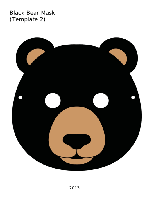 Black Bear Mask Template Printable pdf