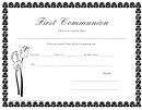 First Communion Award Certificate
