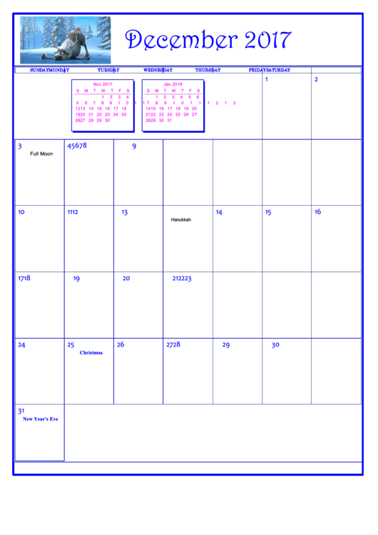 Disney Frozen December 2017 Calendar Template Printable pdf