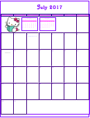 Hello Kitty July 2017 Calendar Template