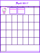 Hello Kitty April 2017 Calendar Template