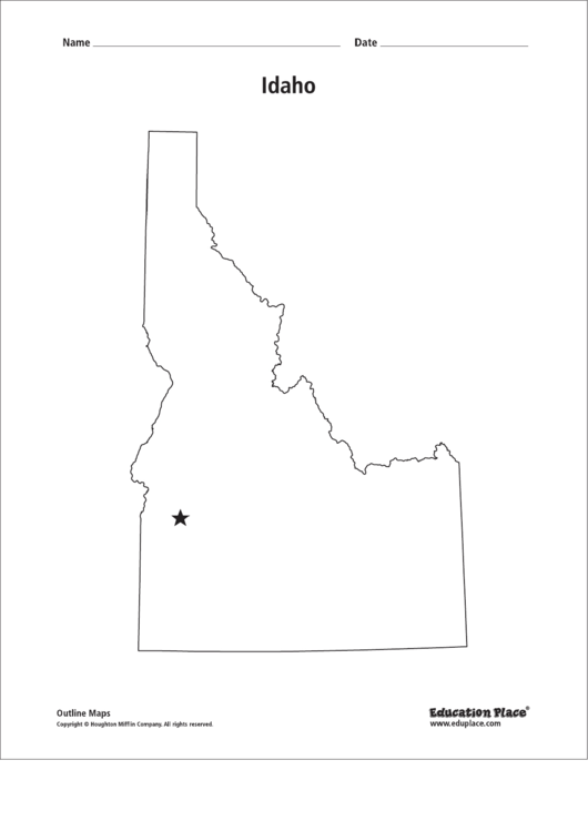 Idaho Map Template printable pdf download