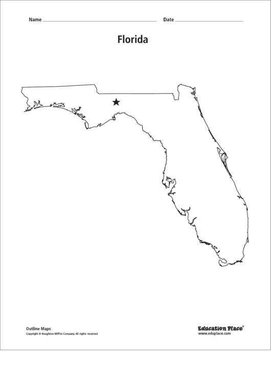 Florida Map Template Printable pdf