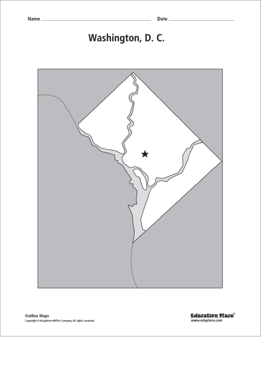 Washington, D.c. Map Template Printable pdf