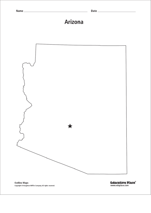 Arizona Map Template printable pdf download