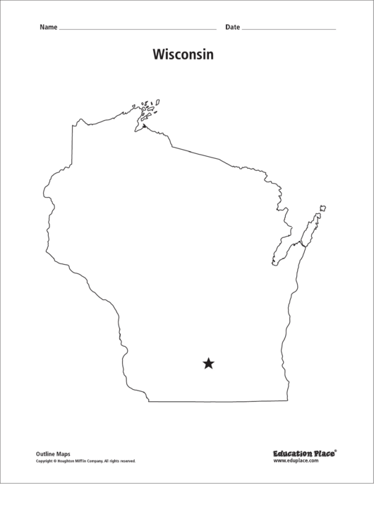 Wisconsin Map Template Printable pdf