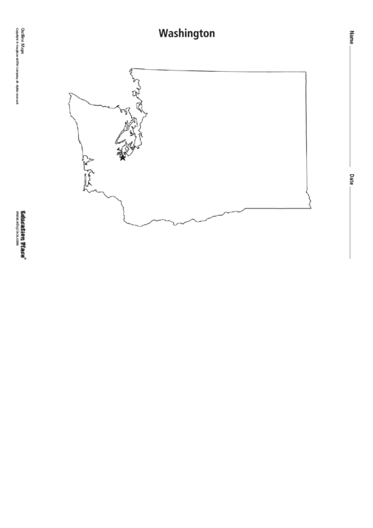 Washington Map Template Printable pdf