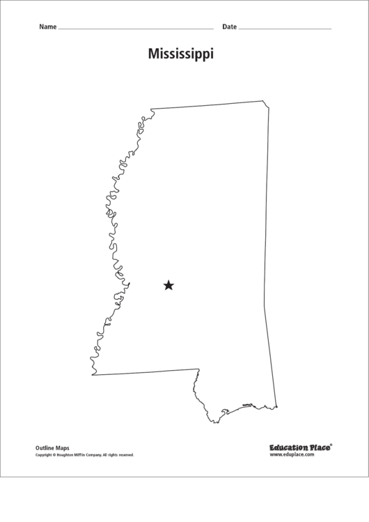 Mississippi Map Template printable pdf download