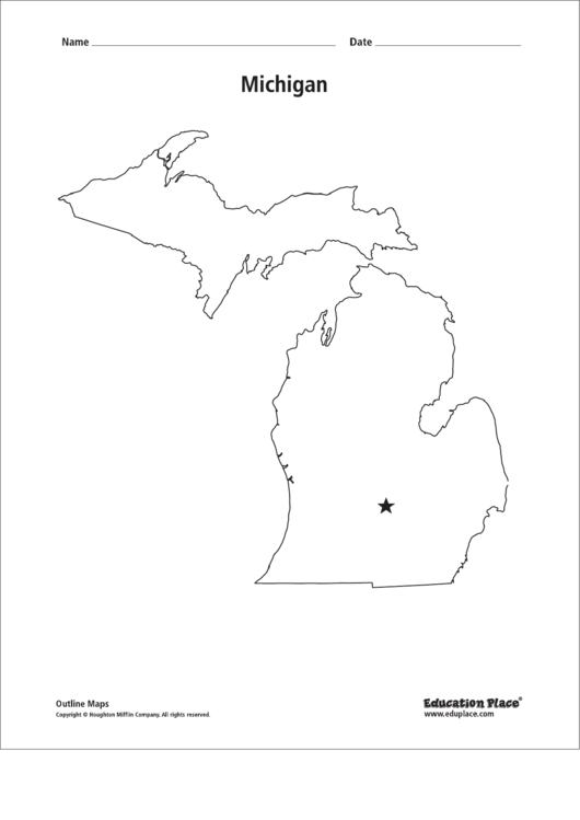 Michigan Map Template Printable pdf