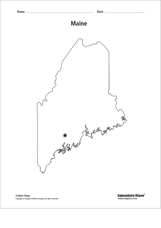 Maine Map Template Printable pdf