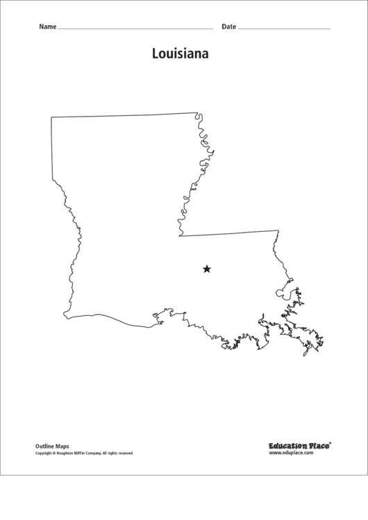 Louisiana Map Template Printable pdf
