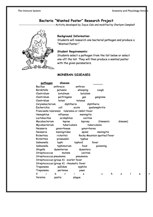 Kids Activity Sheet - The Immune System Printable pdf