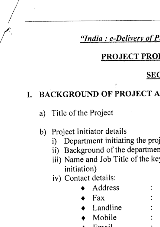 India E-Delivery Of Public Services Dpl Project Proposal Template Printable pdf