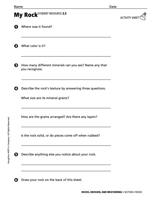 My Rock Activity Sheet Printable pdf