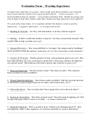 Evaluation Form - Worship Experience Printable pdf
