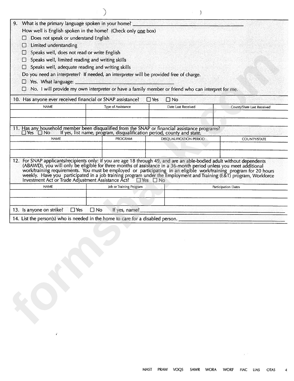Form Dhs 1240 - Application For Financial And Snap Assistance - Hawaii Department Of Human Services