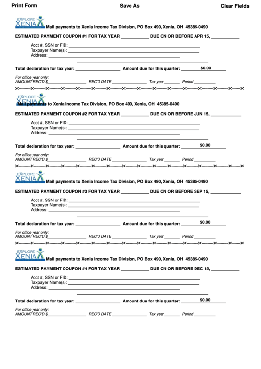 Fillable Estimated Tax Payment Coupons Form printable pdf download