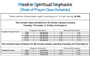 Week Of Prayer Class Schedule