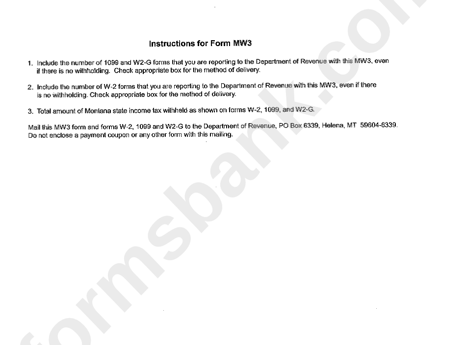 Form Mw3 Instructions - Annual Withholding Tax