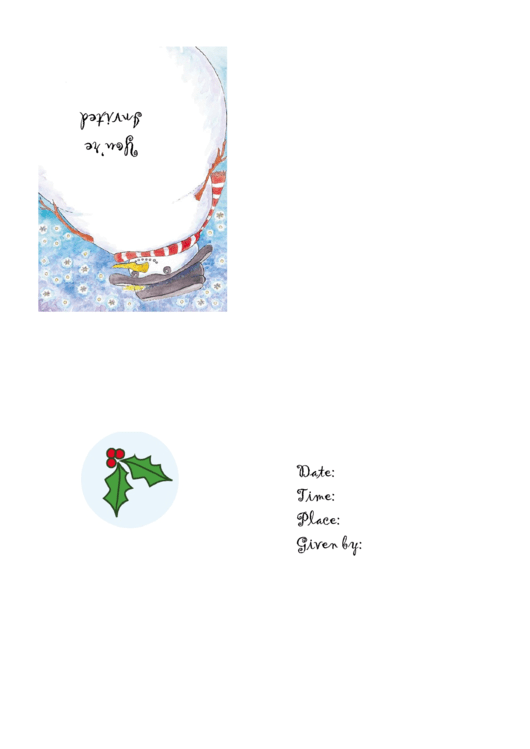Christmas Snowman Party Invitation Template Printable pdf