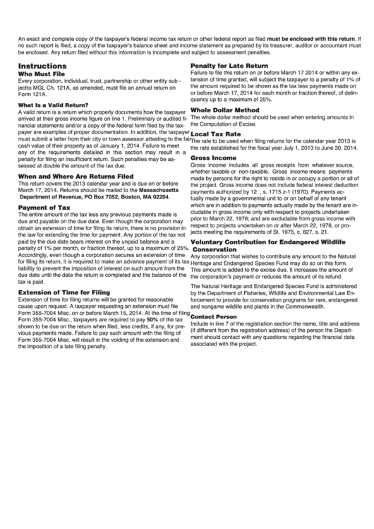 Instructions For Form 121a - Urban Redevelopment Excise Return - 2013 Printable pdf