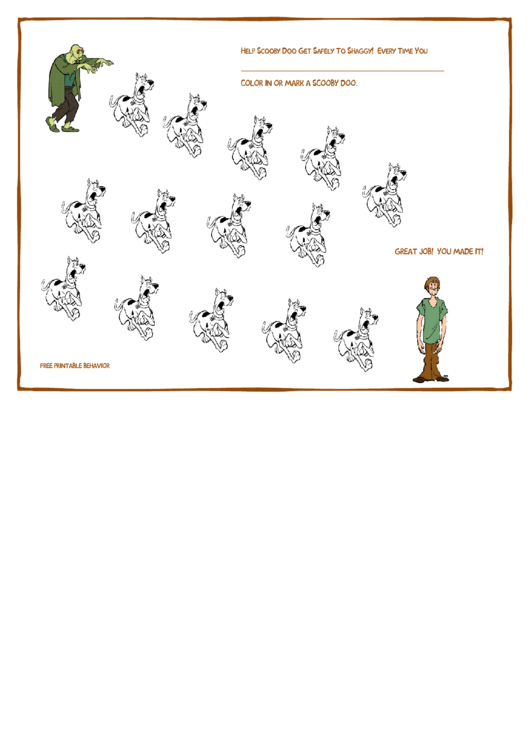 Help Scooby Doo Get Safely To Shaggy Color Behavior Chart Printable pdf