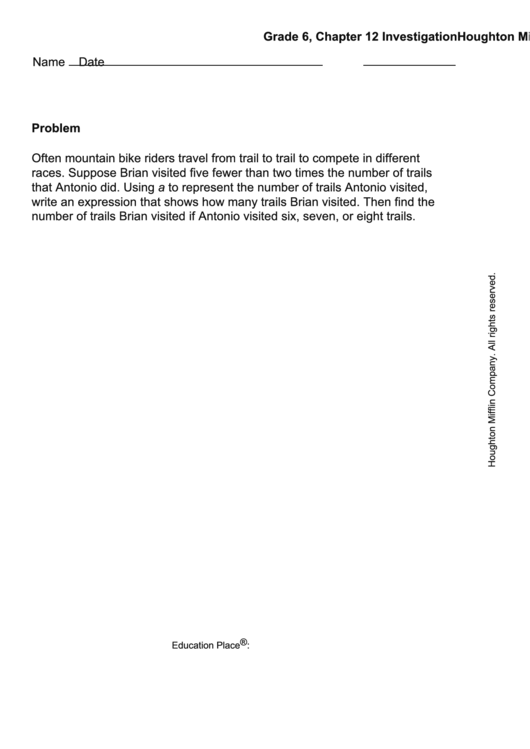 Investigation Math Worksheet Printable pdf