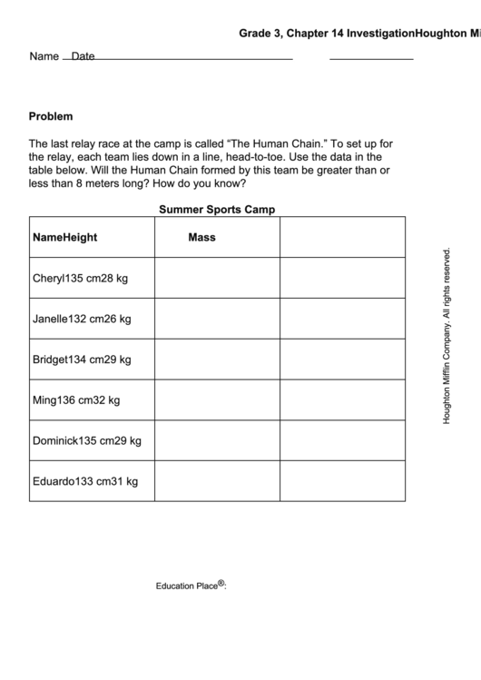 3rd Grade Math Work Sheet Printable pdf
