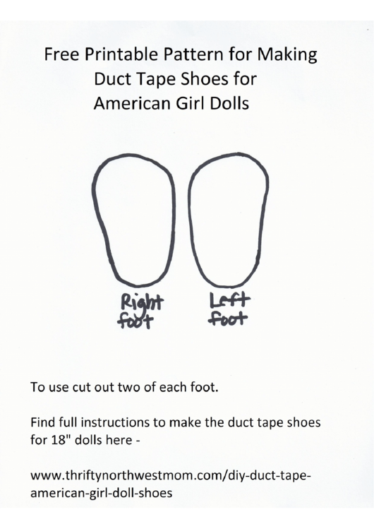 Making Duct Tape Shoes For American Girl Dolls Pattern Template Printable pdf