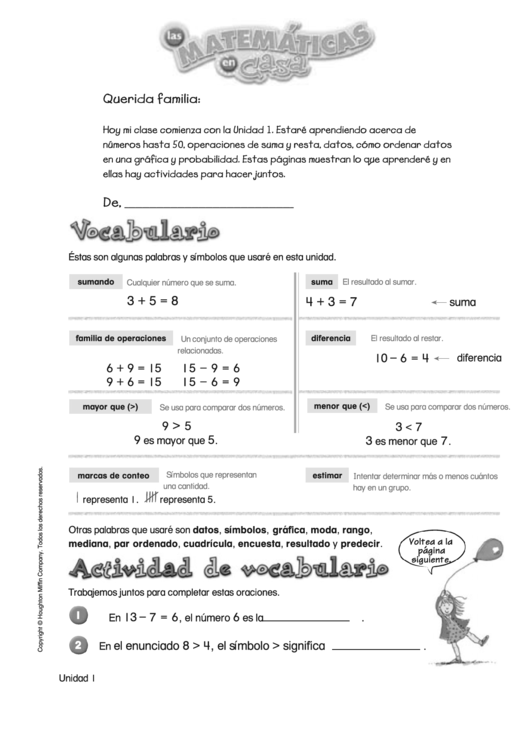 Math Worksheet In Spanish Printable pdf