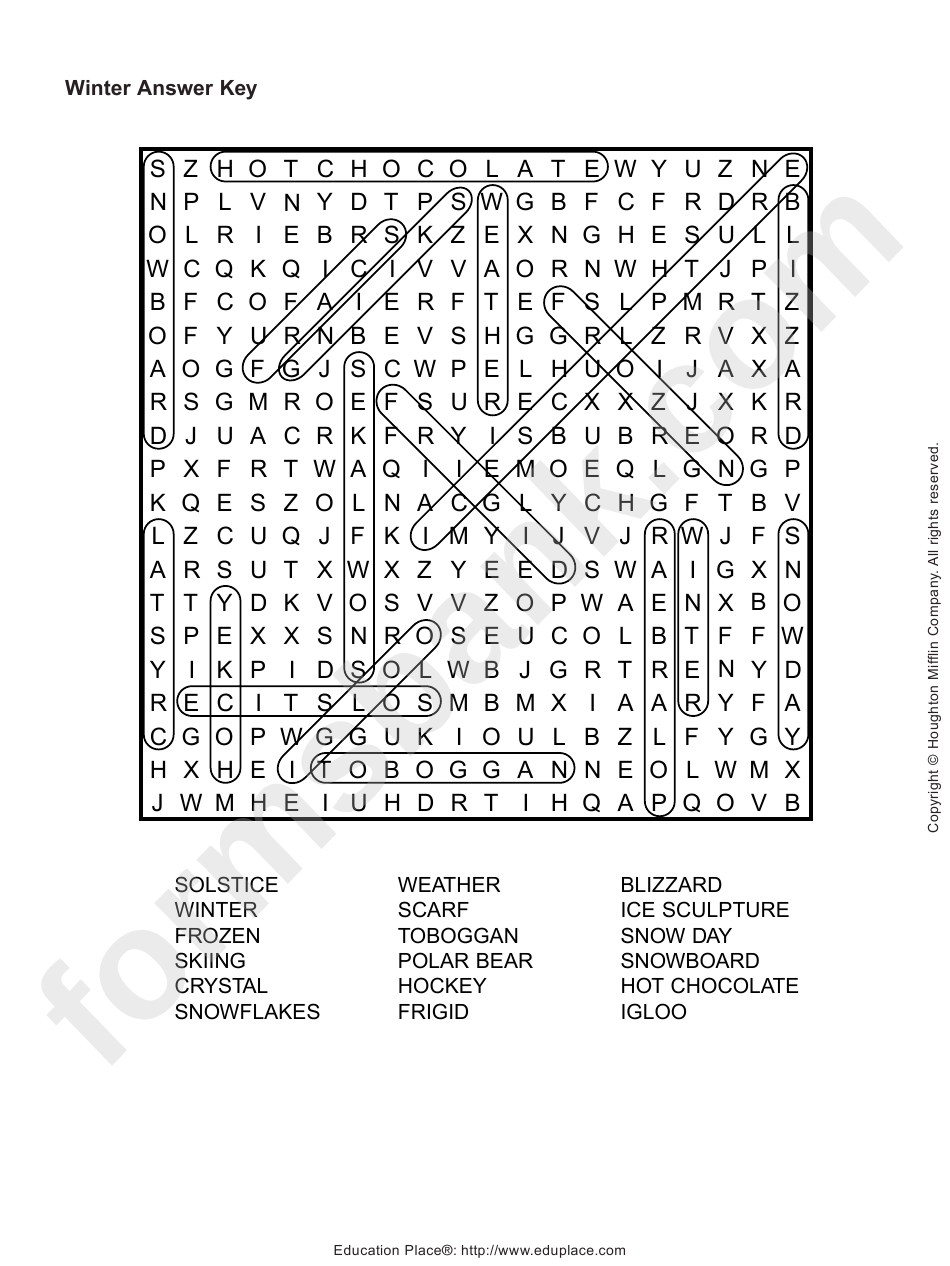 Word Search Puzzle Template With Answers