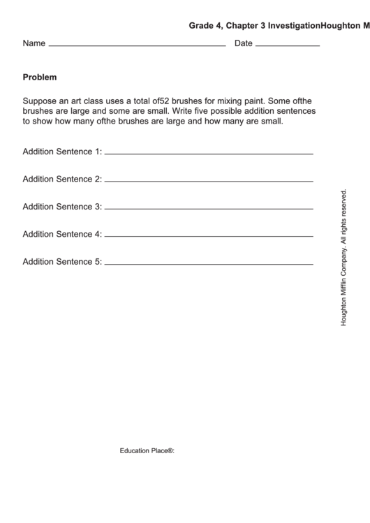 4th Grade Math Work Sheet Printable pdf