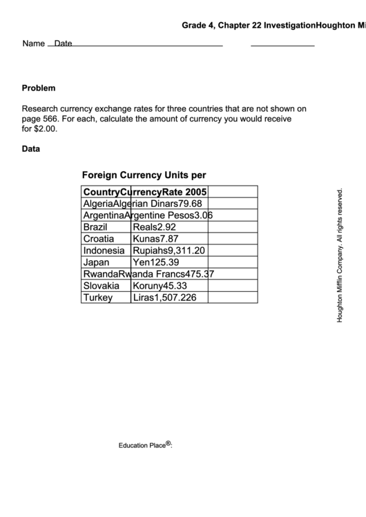 4th Grade Math Work Sheet Printable pdf