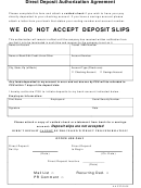 Direct Deposit Authorization Agreement Form