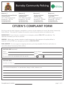 Citizen's Complaint Form - City Of Burnaby