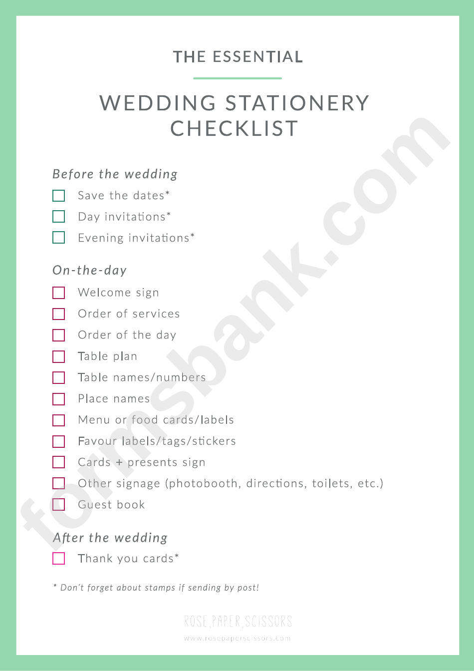 Wedding Stationery Checklist