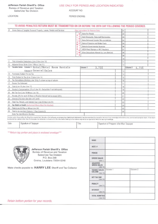 Tax Form - Jefferson Parish Printable pdf