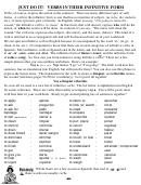 Spanish Verbs In Their Infinitive Form Language Worksheet