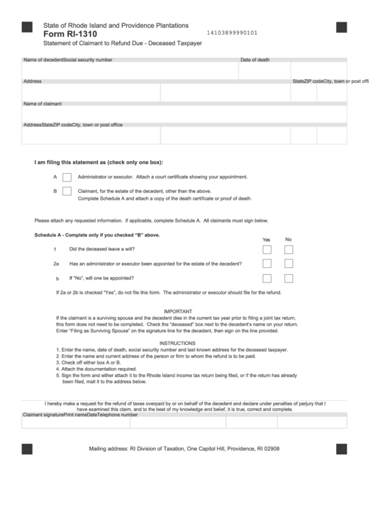 Irs Form 1310 Printable