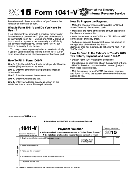 Form 1041-v - Payment Voucher - 2015
