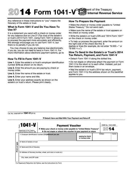 Form 1041-v - Payment Voucher - 2015