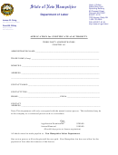 Application For Certificate Of Authority - New Hampshire Department Of Labor