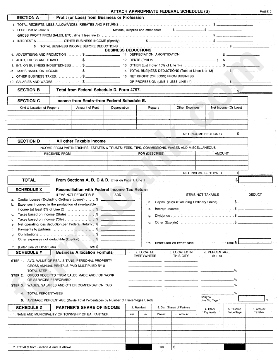 Form Br - City Of Sharonville Tax - 2001