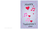 Hearts And Music Valentine Card Template