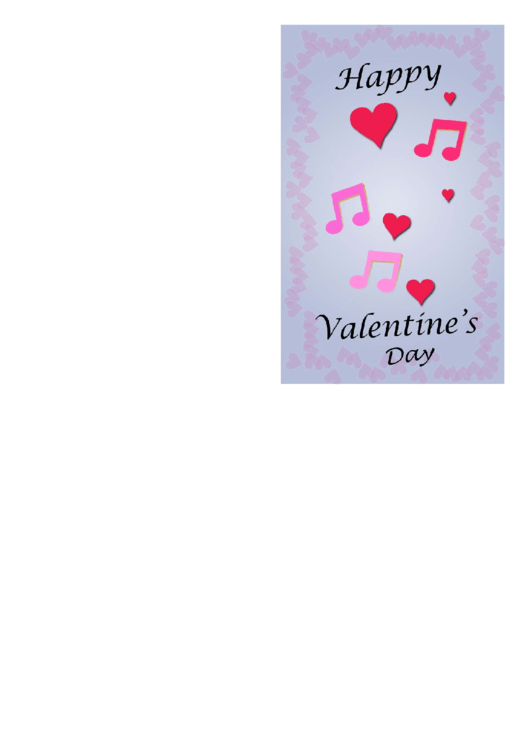 Hearts And Music Valentine Card Template Printable pdf