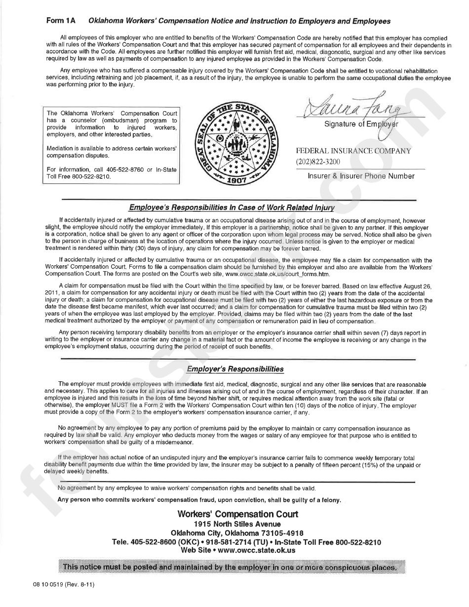 Form-1a - Oklahoma Workers