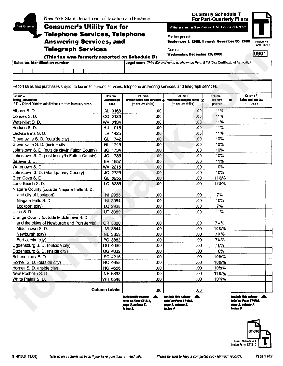 Form St-810 Schedule T - Consumer